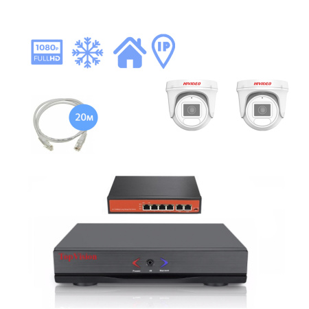 IP Комплект видеонаблюдения HIVIDEO на 2 купольные камеры 4mpx